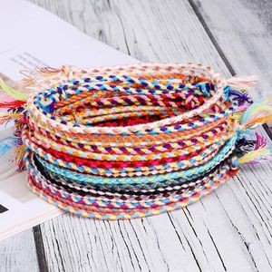 Link łańcuch ręcznie robiony przyjaźń pleciona bransoletka dla kobiet dziewczyny kolorowy sznur na nadgarstek Regulowany prezenty urodzinowe