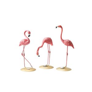 Nordic Style Pink Resin Flamingo Dekorativa Objekt Figur Trädgård Vardagsrum Kontor Bröllopsfest prydnad Hem Dekoration Tillbehör 19 * 9cm