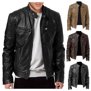 Jackets masculinos Autumn Winter moda Men Microfiber Leather Cashet Slim Fit Real Biker Casas Vintage Bloups Male Boy Cool Coatsmen's Men'smmen