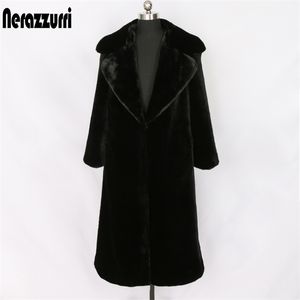 Nerazzurri Long Womans Plus Size Faux Rabbit Pälsrock Yellow Black Grey Colored Fluffy Teddy Coat Womens Faux Fur Winter Coats 201214