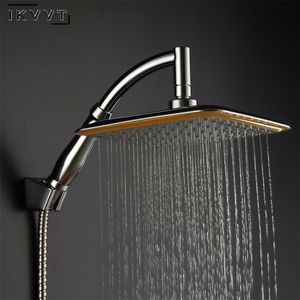 9 Inch Rotate 360 Degree Bathroom Rainfall Shower Head ABS Chrome Water Saving Shower Extension Arm Hand Held Shower Head 200925