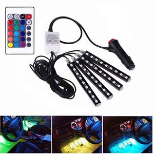 4Pcs Car RGB LED Strip Light Car Auto Decorative Flexible Colored LED Strip Atmosphere Lamp Kit Fog Lamp with Remote Y220708