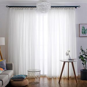 Transparent White Tulle Curtains For Living Room Bedroom Kitchen Short Small Voile Sheer Curtains Modern Window Treatments Drape3298