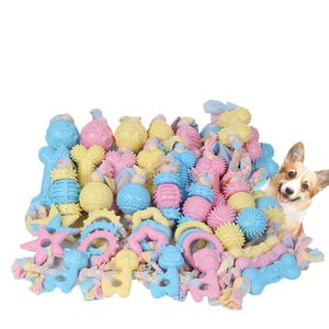 Pet Dog Toys For Small Dogs Chews TPR Knot Toy Bite Resistant Molar Teeth Cleaning Dog Training Supplies Interactive Accessories