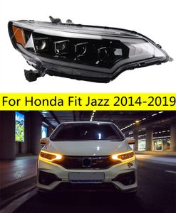 Auto LED Front Lights For Honda Fit Jazz 2014-20 19 LED Turn Signal Dynamic Head Lamp DRL Driving Headlights