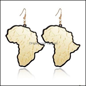 Charm Earrings Jewelry Big Size Hiphop Gold Acrylic African Map Drop Delivery 2021 B6V5K