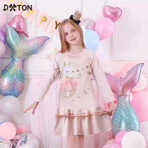 Dxton Christmas Girls Vestres de manga comprida meninas vestidos de inverno Crianças roupas de algodão vestidos casuais por 28 anos crianças 220707