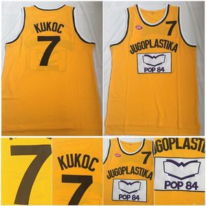 NC01 Top Quality 1 Toni Kukoc Jersey 7 Jugoplastika Split Moive College Maglie da basket Giallo 100% cucito Taglia S-2XL