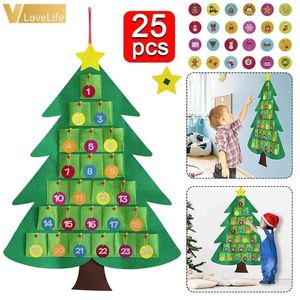 Childrens Feel Handmed Fellow Tree Christmas Calendar Diy Parede de Holding Decoration Decoração do Presente Y201020