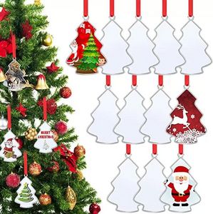 5 Stil Sublimation Blank Wärmeübertragung Metall Weihnachtsanhänger Hängende Ornamente Weihnachtsbaum Dekor Lünette Anhänger Strumpf / Liebe / Stern / Rund für Hochzeitsfeier B0812