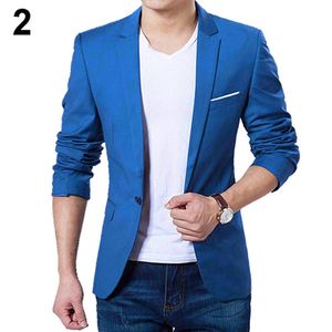 Men Blazers Slim Autumn Suit Blazer Business Formal Party Male Suit One Button Lapel Casual Long Sleeve Pockets Top Plus Size 220409