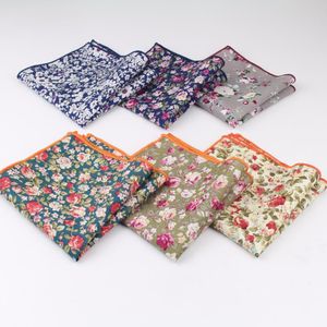 Style HankerChief Sclves Vintage Clankkeafs Cotton Hankies Mens Pocket Square Rose Flower Paisley