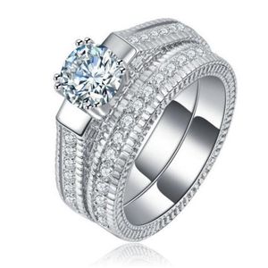 Snelle sona synthetische diamant verlovingsring semi mount k wit goud bruiloft diamantring dubbele laag combinatie y