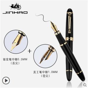 Jinhao x450 luksus 0,5 lub 1,0 mm metalowy pisanie kaligrafii fontanna pióro biuro biuro zaopatrzenia