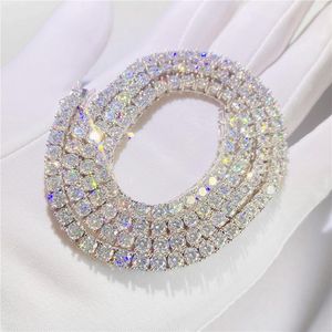 체인 100% S925 스털링 실버 3mm D 컬러 Moissanite 테니스 체인 목걸이 남성용 Hiphop Gra CertificateChains