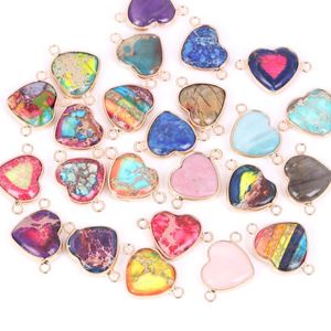 Wholesale jewelry crafts resale online - Pendant Necklaces Natural Heart Colorful Sea Sediment Stone Pendants Charms For Jewelry Making Diy Crafts Necklace Handmade Accessories