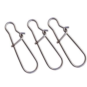 50PCS/Lot Hooked Snap Stainless Steel Fishing Barrel Swivel Safety Snaps Hook Lure Accessories Connector Snap Pesca