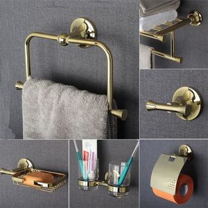 Kupfer-Badezimmer-Serie, europäischer moderner Kupfer-Handtuchring/Toilettenpapierhalter/Getränkehalter/Bademantelhaken, Badezimmer-Hardware FM-5200 T200425