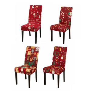 Silla Covers PCS Simple Home Textile Stretch Banquet Fiesta Slip -Slip -Slip Cubierta impresa Chair de Navidad