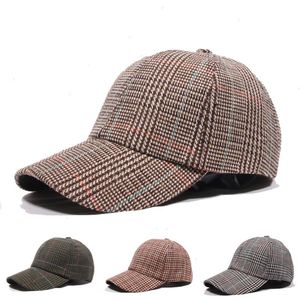 Womens Winter Hat Baseball Cap Plaid Lattice Retro Women Accessori Warmth Thin Woolen Sun Kpop BQM009