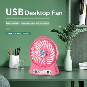 USB/Battery Desktop Mini Fan Multifunction Rechargeable Snowflake Fan Mute Large Wind Portable Handheld Fans With Night Light