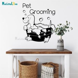 Big Size Colore Personalizzato Cute Pet Dog Grooming Salon Negozio di Animali Decal Smontabile Della Parete Del Vinile Adesivo Murale BD590 220621