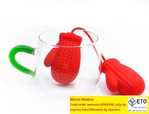NEW Special Design Home Santa Claus Gloves Shape Tea Filter Interesting Silicone Tea Coffee Infuser Filter Best New Years Gift