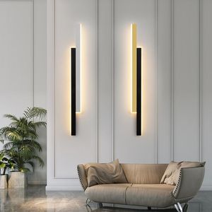Wall Lamp Modern Minimalist Led For Bedroom Living Room Sofa Background Long Strip Black White Gold Sconce Light Indoor FixtureWall