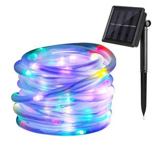 MM Led Outdoor Solar Lamps Led Rope Tube String Light Fairy Holiday Christmas Party Solar Garden Waterproof Lights J220531