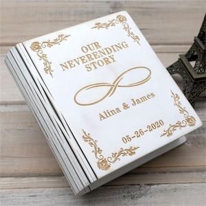 Personalized Wedding Ring Box Custom Ring Holder White Wood Ring Box Jewelry Bearer Rustic Valentine Wedding Gift for Engagement T200808