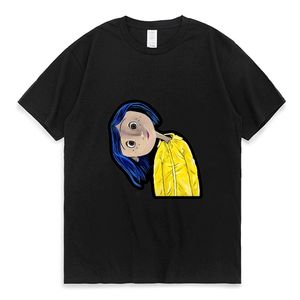 コララインTシャツの男性女性ティムバートンニールガイマンナイトメアクリスマスゴスダークカワイイパターンTシャツカジュアルティー220708