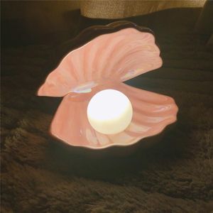 Nachtlichten ins Japanse stijl keramische schaal parel licht streamer mermaid feeën lamp voor bed thuisdecoratie xmas cadeauacht