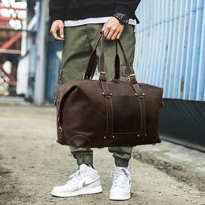 Torby duffel lufan szalony konno oryginalna skórzana torba podróżna dla mężczyzny vintage duża zdolność torebka biznesowa bagaż 50 cmduffel