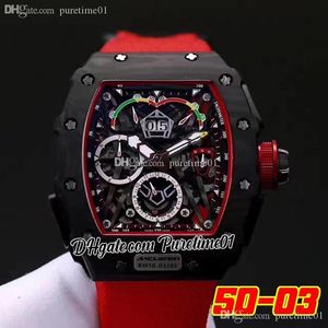 McLaren F1 Miyota Automatic Mens Watch Black Carbon Fiber Big Date Skeleton Dial Red Nylon Strap Super Edition 4 Styles Puretime01 5003-b2