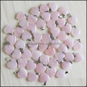 Konst och hantverk Natural Stone Necklace Heart Pendants Rose Quartz Gemstone Charms 20mm For Women Diy Jewelry Making Sports2010 DHXQZ