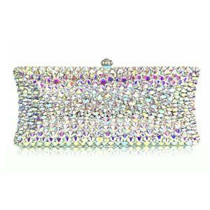 Evening Bags Women Silver Crystal Beaded Metal Day Clutches Bag Diamond Wedding Party Purse Bridal Gift Clutch HandbagEvening BagsEvening