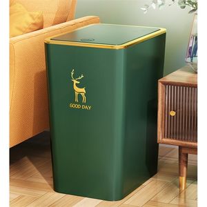 Creative Rectangular Kitchen Bathroom Toilet Trash Can Living Room With Lid Waste Nordic Garbage Bin 9L 13L 220618