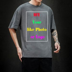 diy 당신의 p o 또는 인쇄 여름 패션 티셔츠 남성 대형 힙합 짧은 슬리브 캐주얼 코튼 스트리트웨어 탑 220616