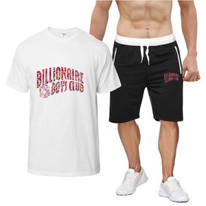 Мужской миллиардер набор спортивного костюма летняя футболка с коротким рукава