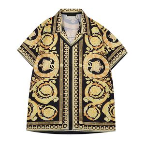 Fashion Hawaii Floral Letter Print Beach Shirts Men's Designer Silk Bowling Shirt Casual Shirts Men Summer Short Sleeve Dress Shirts M-3XL