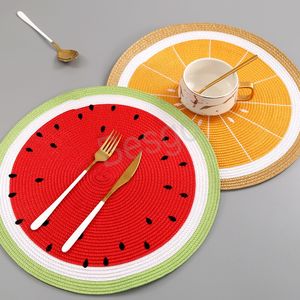 Round Western Food Pad Coffee Cup Mat Heat Isolation Dining Table Table Seary Pads Watermelon Lemon Desktop Decoration Mats BH6924 WLY