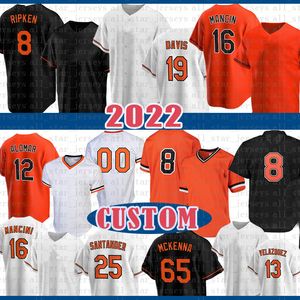 Maglia da baseball personalizzata Trey Mancini Baltimora Chris Davis Cal Ripken Jr. Roberto Alomar Rylan Bannon Anthony Santander Tyler Nevin Keegan Akin DJ Stewart Gutierrez