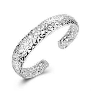 Partihandel silverarmband för kvinnor ihåliga mönster armband justerbara smycken