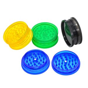 63MM Hard Plastic Tobacco Grinder bag Transparent Layer Acrylic Grinders For Herb Spice Crusher Metal Pipe