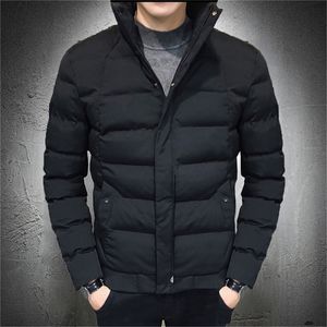 メンズコットンコート秋の冬冬のメンズジャケットパフジャケットスタンドカラージッパー温かいブラックジャケットメンズLJ201215