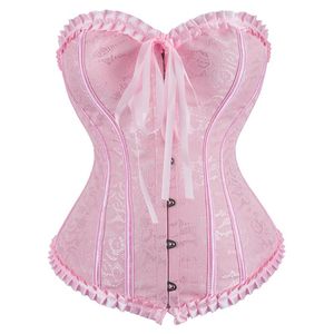 Bustiers Corsets Розовый и сексуальный винтажный цветочный викторианский белье корсета Top Renaissance для женщин плюс размер S-6xl Blackbustiers