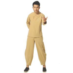 Ubranie etniczne Chińskie bawełniane bawełniane garnitur Wu Shu tai Chi Sets luźne ubrania buddyjskie M L xl 2xl 3xl YZT090110et