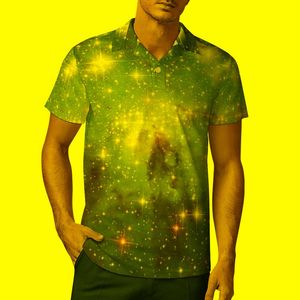 Мужская рубашка полоса Bling Star Astro Galaxy Print Casual Beach новинка футболки с коротким рукавом выключайте воротнич