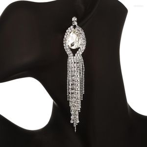 Rhinestone Long Tassel örhängen Crystal Water Drop Dangle Statement 2022 Women Wedding Hanging Bridal Jewelry Chandelier