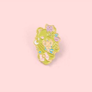 Piccolo mostro Distintivo in metallo Green Goblin carino Spilla borsa per abbigliamento clip sciarpe bottone